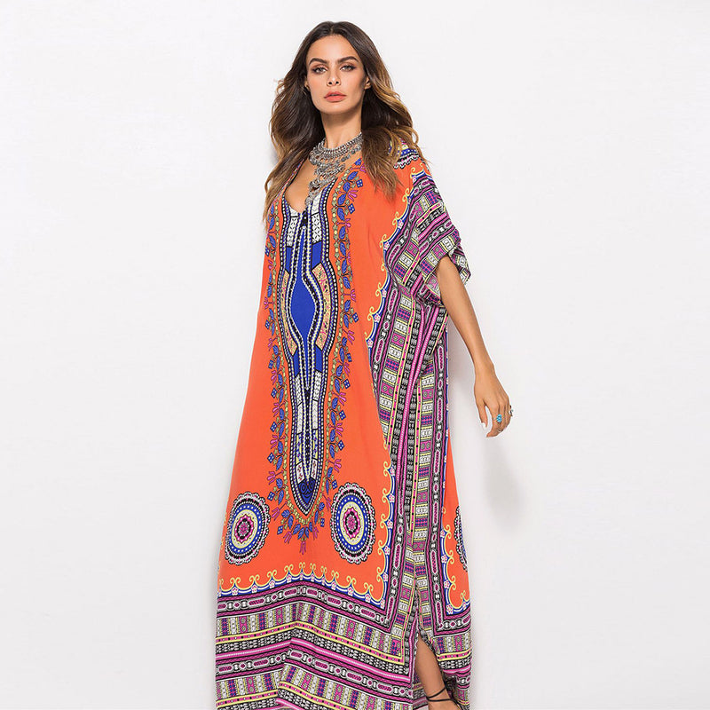 Gypsy Style Dresses South American Style Printed Casual Fashion Robe