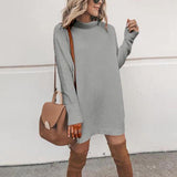 Women Pullover Knit Sweater Spring Half Turtleneck Long Pullover Dress Sweater