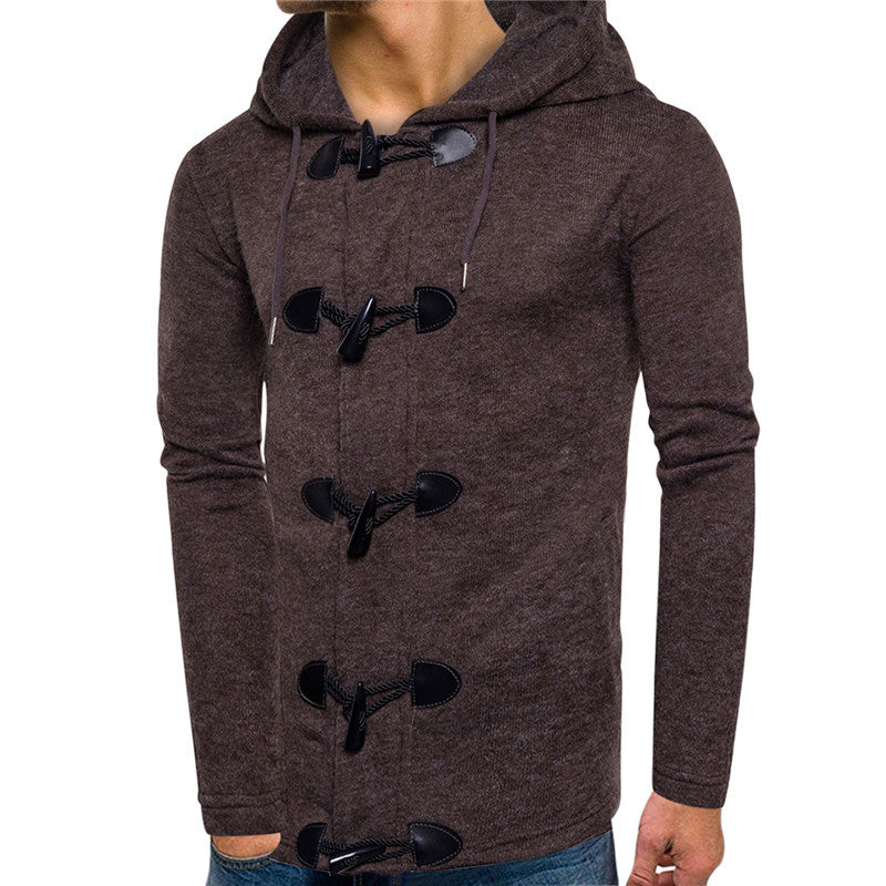 Baja Hoodie Horn Button Thickened Sweater Sweater