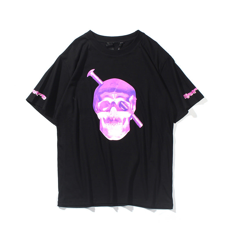 Skull T Shirt Big V Fluorescent Skull