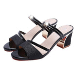 Women Open Toe Sandals Flats Summer Chunky Heel Open Toe Fashion High Heel Sandals