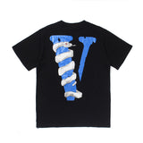 Vlone Snake T Shirt Summer Men'S Big V Python Printed Casual Short-Sleeved T-Shirt