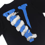 Vlone Snake T Shirt Summer Men'S Big V Python Printed Casual Short-Sleeved T-Shirt