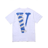 Vlone Snake T Shirt Summer Men'S Big V Python Printed Casual Short-Sleeved T-Shirt