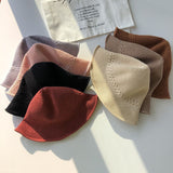 Straw Hat Spring and Summer Bucket Hat Breathable Knitted Sun-Shade Fisherman Hat Women