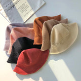 Straw Hat Spring and Summer Bucket Hat Breathable Knitted Sun-Shade Fisherman Hat Women