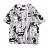 Men Shirts Comics Short Sleeve Loose