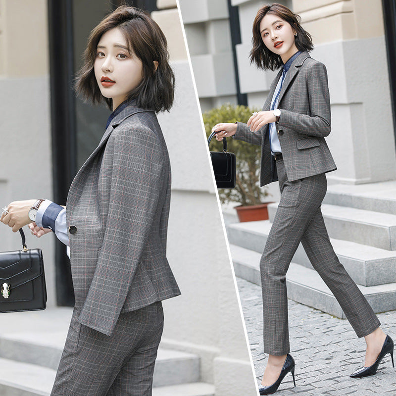 Interview Suit Women Business Suit Female Plaid Fashion Tailored Suit