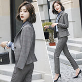 Interview Suit Women Business Suit Female Plaid Fashion Tailored Suit