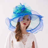 Big Hats Curling Embroidery Broad-Brimmed Hat Vintage Handmade Hook Flower Pot