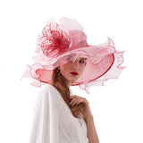 Big Hats Curling Embroidery Broad-Brimmed Hat Vintage Handmade Hook Flower Pot