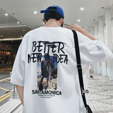 Y2g Shirts for Boys Men's Casual Short-Sleeved Summer Letter Print Short-Sleeve T-shirt