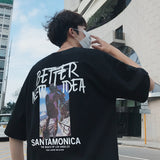 Y2g Shirts for Boys Men's Casual Short-Sleeved Summer Letter Print Short-Sleeve T-shirt