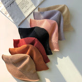 Straw Hat Spring and Summer Bucket Hat Breathable Knitted Sun-Shade Fisherman Hat Women