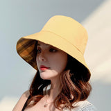 Vintage Check Bucket Hat Double-Sided Lattice Bucket Hat