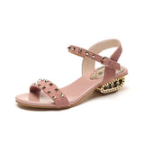 Women Open Toe Sandals Flats Summer Large Size Open Toe Buckle Rivet Sandals