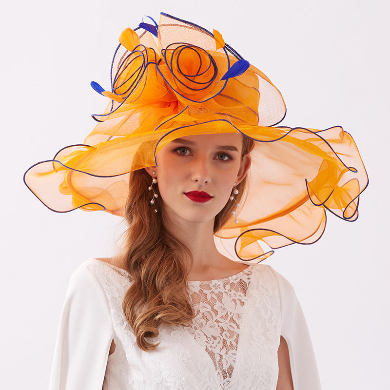 Big Hats Fashion Women's Elegant and Elegant off-the-Face-Hat Spring and Summer
