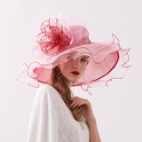 Big Hats Curling Embroidery Broad-Brimmed Hat Vintage Handmade Hook Flower Pot