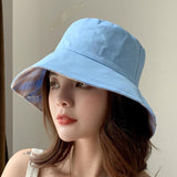 Vintage Check Bucket Hat Double-Sided Lattice Bucket Hat