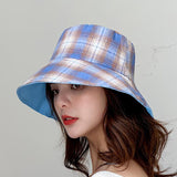 Vintage Check Bucket Hat Double-Sided Lattice Bucket Hat
