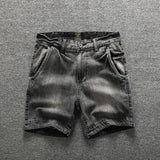Men Denim Shorts Summer Overalls Pants Washed Distressed