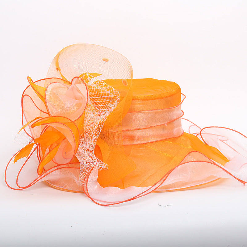 Big Hats Flat Top off-the-Face-Hat Spring and Summer Embroidered Hat