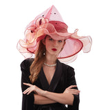 Big Hats Flat Top off-the-Face-Hat Spring and Summer Embroidered Hat