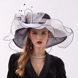 Big Hats Flat Top off-the-Face-Hat Spring and Summer Embroidered Hat