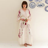 Beth Dutton Bohemian Dress Winter Autumn Midi Dresses Embroidery Hollow Tassel Retro V-neck