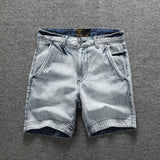 Men Denim Shorts Summer Overalls Pants Washed Distressed