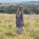 Romany Gypsy Outfits Bohemian Beach Vacation Style Large Swing Pleated Printed Dress