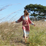 Romany Gypsy Outfits Bohemian Beach Vacation Style Large Swing Pleated Printed Dress