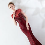 Burgundy Dress Formal Spring Fishtail Banquet Dress Dress for Women