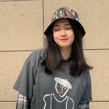 Bucket Hat Fishing Cap Cotton Print Fisherman Hat Bucket Hat Retro Skateboard Bucket Hat