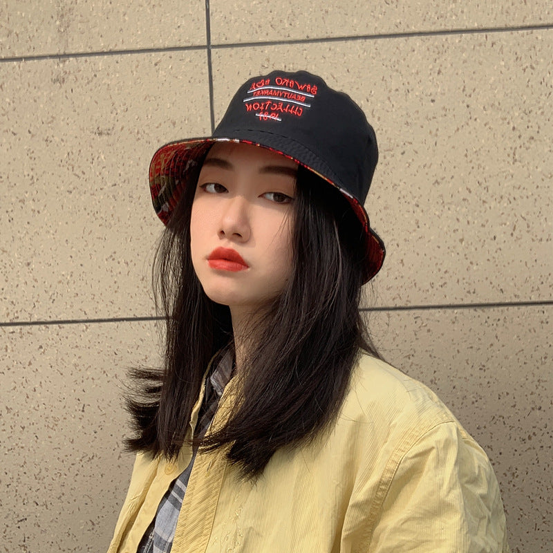 Bucket Hat Fishing Cap Cotton Print Fisherman Hat Bucket Hat Retro Skateboard Bucket Hat