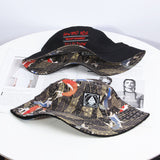 Bucket Hat Fishing Cap Cotton Print Fisherman Hat Bucket Hat Retro Skateboard Bucket Hat