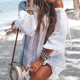 Coachella Music Festival Outfits Beach Dress Loose Solid Color Long Sleeve