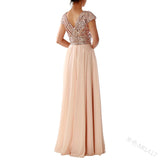Mauve Dress Bridesmaid Autumn and Winter Dress V-neck Chiffon Stitching Evening Dress Women's Dress