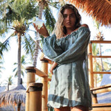 Coachella Music Festival Outfits Beach Dress Loose Solid Color Long Sleeve