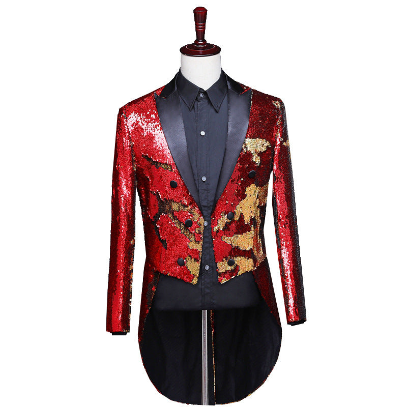 Men Prom Outfits Reversible Sequined Dovetail