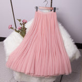 MIDI Mauve Skir Skirt Fairy Dress Mid-Length Gauze Skirt Red Tulle Skirt
