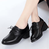 Women's Black Dress Shoes Spring and Autumn Leather Shoes