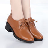 Women's Black Dress Shoes Spring and Autumn Leather Shoes