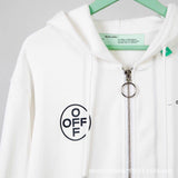 Off White Hoodie With Arrow Print Spring And Autumn Men'S And Women'S Digital Printing Arrow Cardigan Zipper Coat Owt