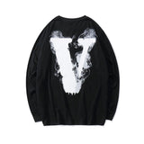 Vlone Sweatshirt Spring And Autumn Plus Size Retro Sports Long Sleeve Tshirt Top