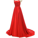 Kendall Jenner Wedding Guest Dress Evening Dress Sexy Back Hollow out See-through Satin Trailing Front Slit