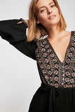 Beth Dutton Bohemian Dress Winter Autumn Maxi Dresses Flower V-neck Dress Sexy