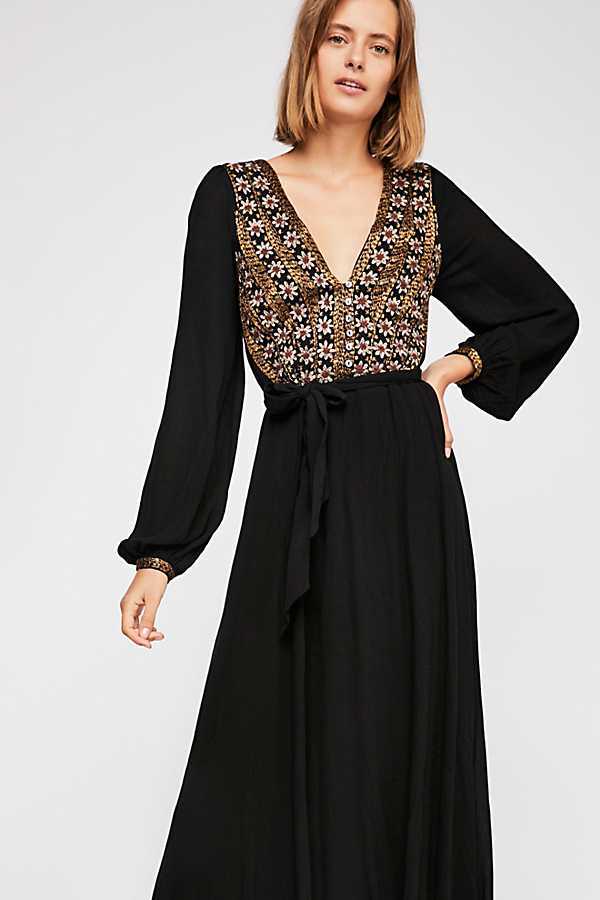 Beth Dutton Bohemian Dress Winter Autumn Maxi Dresses Flower V-neck Dress Sexy