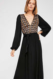 Beth Dutton Bohemian Dress Winter Autumn Maxi Dresses Flower V-neck Dress Sexy