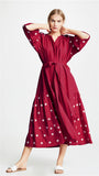 Beth Dutton Bohemian Dress Winter Autumn Midi Dresses Red Sundress Dress